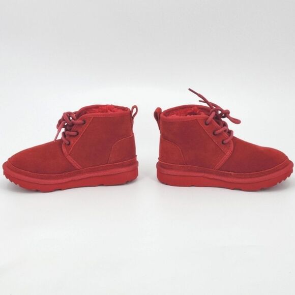 UGG Neumel Chukka Boots Little Kids Size 1 Samba Red Suede UGGpure Wool Winter - Picture 3 of 10